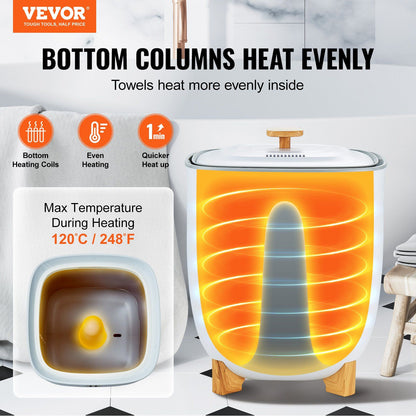 VEVOR Towel Warmer 25L, Towel Warmer Bucket with 2 Heating Modes, 20/40/60/90 Min Auto Shut Off, Bottom Heating Columns, LED Screen, Large Towel Warmer for Bathroom, Spa, Bathrobe, Blanket & Pajama - Discount Msrp 