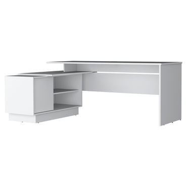Weir L-Shaped Desk in Melamine, White - Discount Msrp 