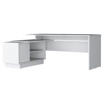 Weir L-Shaped Desk in Melamine, White - Discount Msrp 