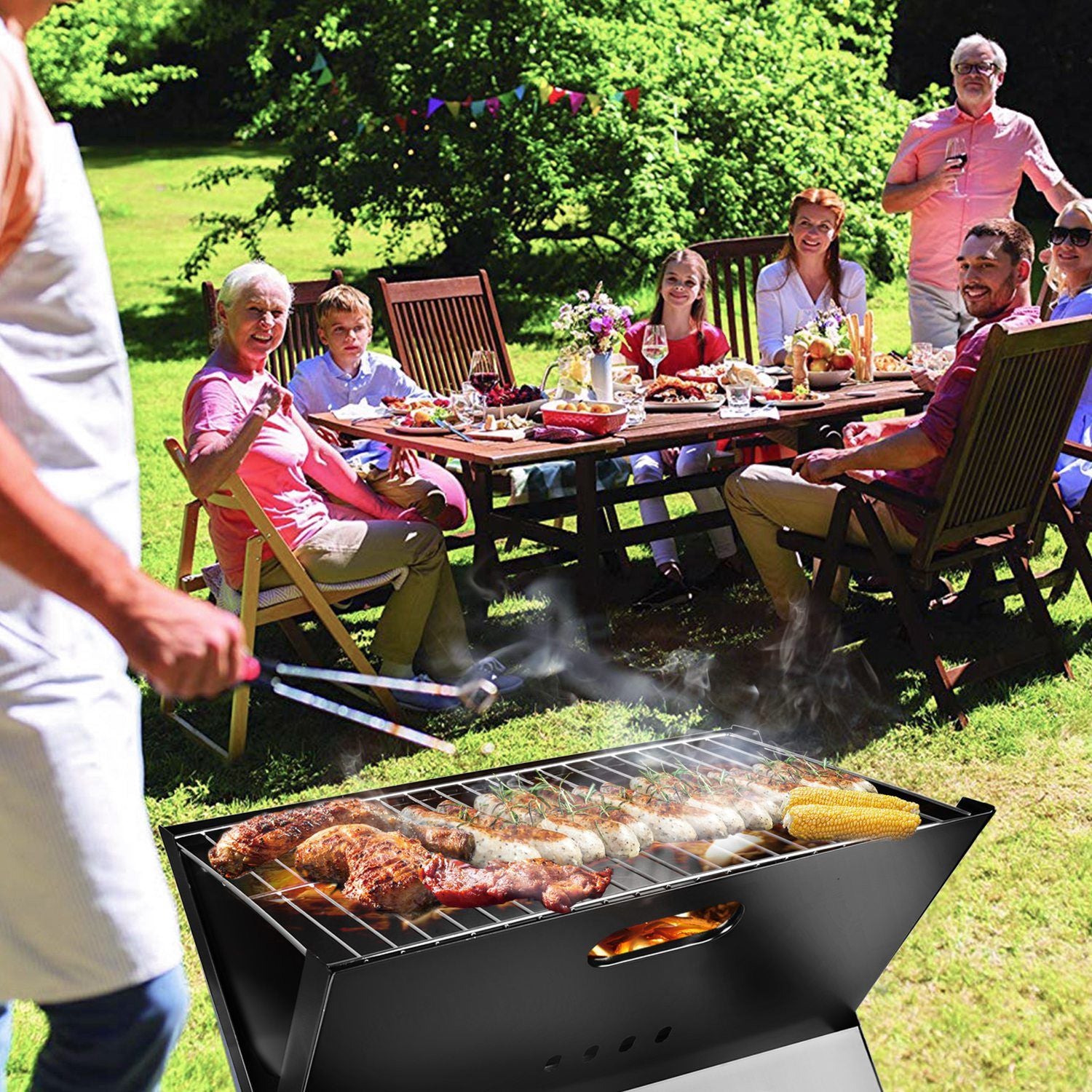 Portable BBQ Barbecue Grill Foldable Charcoal Grill Camping Garden Outdoor Travel - Discount Msrp 