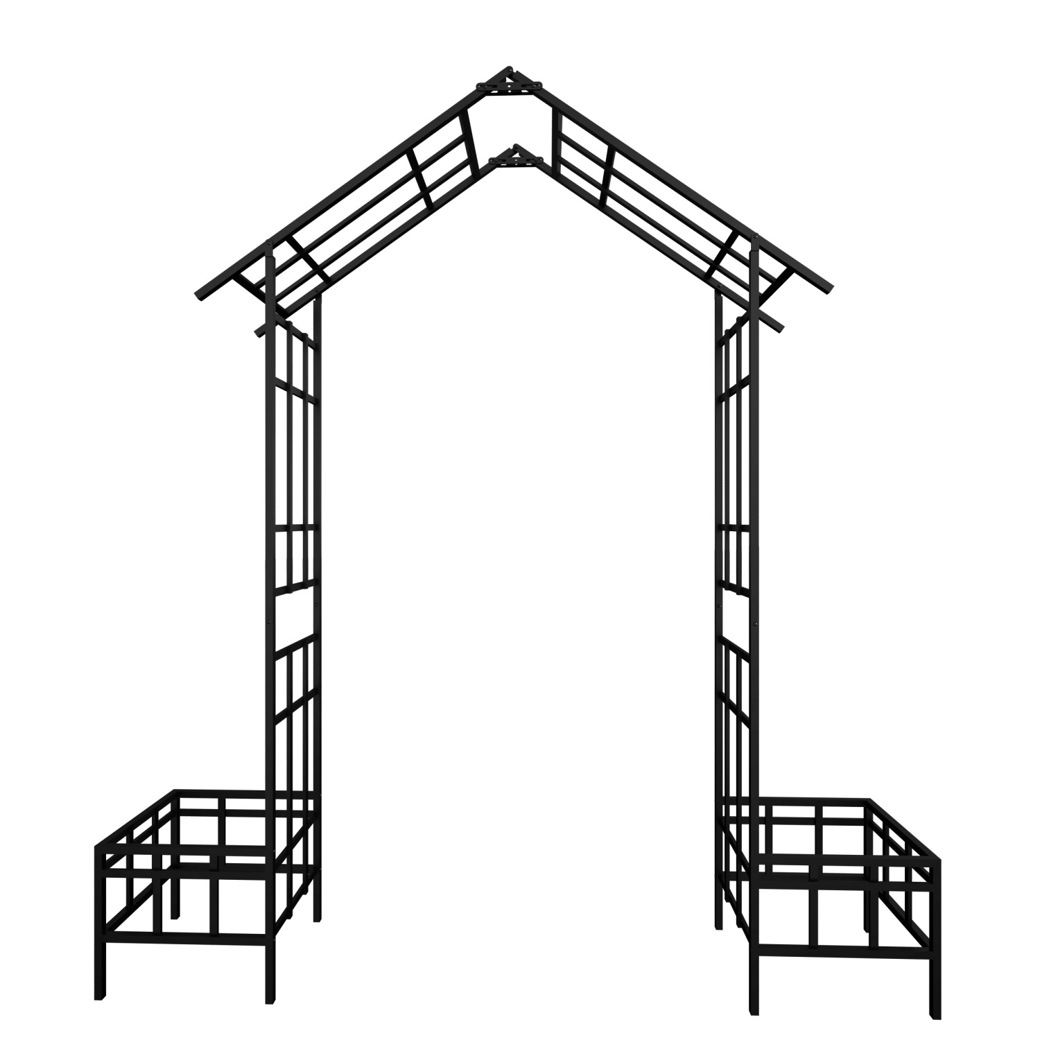 Metal Garden Arch with Adjustable Width W68.11''~W94.29'' Climbing Plants Support Rose Arch Outdoor Black - Discount Msrp 