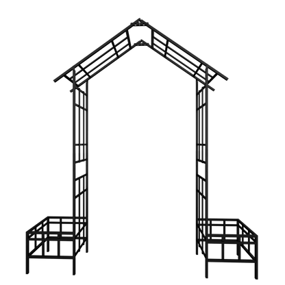 Metal Garden Arch with Adjustable Width W68.11''~W94.29'' Climbing Plants Support Rose Arch Outdoor Black - Discount Msrp 