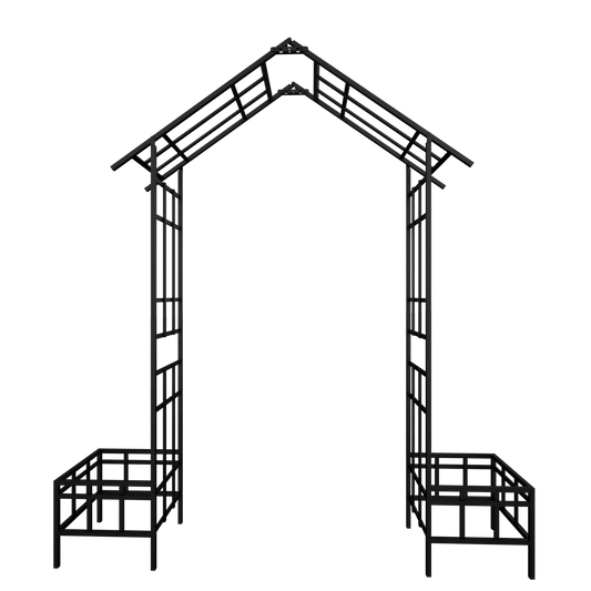 Metal Garden Arch with Adjustable Width W68.11''~W94.29'' Climbing Plants Support Rose Arch Outdoor Black - Discount Msrp 