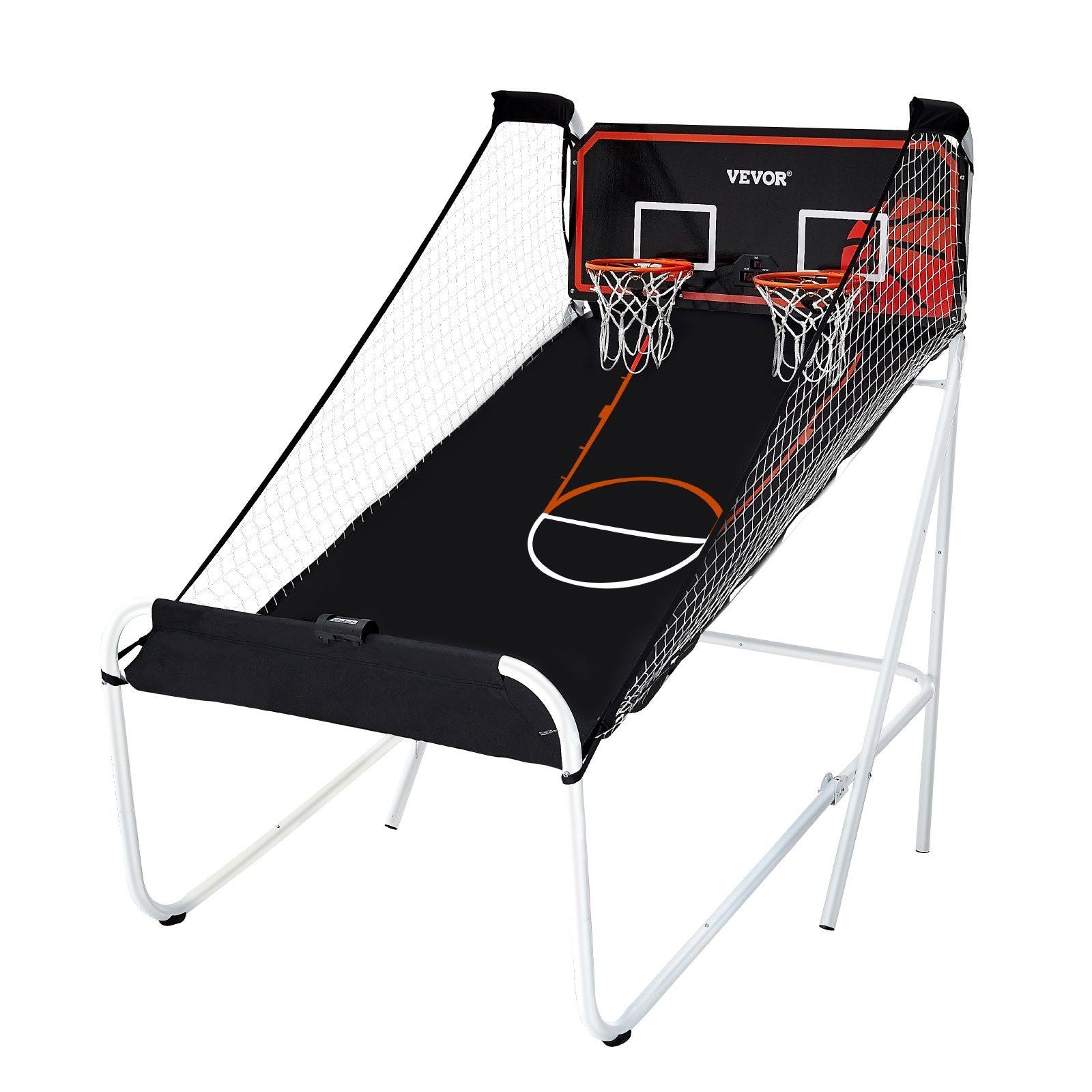 VEVOR Foldable Basketball Arcade Game, 2 Player Indoor Basketball Game, Home Dual Shot Sport with 5 Balls, 8 Game Modes, Electronic Scoreboard, and Inflation Pump, for Kids, Adults (Black & White) - Discount Msrp 