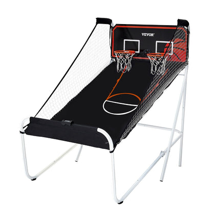 VEVOR Foldable Basketball Arcade Game, 2 Player Indoor Basketball Game, Home Dual Shot Sport with 5 Balls, 8 Game Modes, Electronic Scoreboard, and Inflation Pump, for Kids, Adults (Black & White) - Discount Msrp 