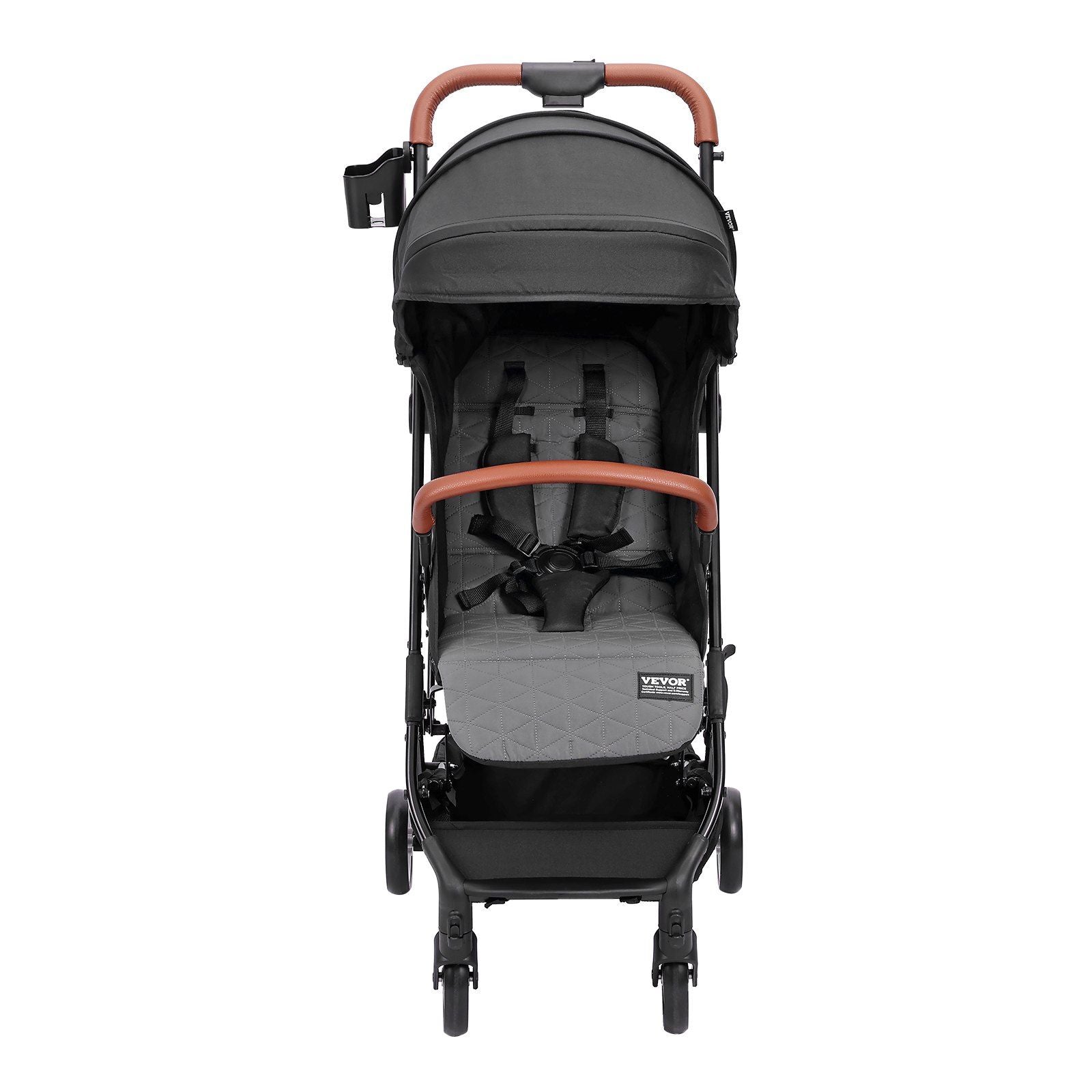 VEVOR Standard Baby Infant Stroller, Toddler Stroller with 95°-150° Adjustable Backrest & & 0/90°Adjustable Footrest & One-click Folding, Newborn Stroller with Cup Holder and Carry Bag, Black - Discount Msrp 