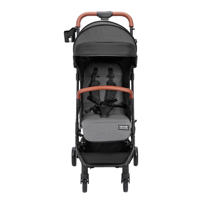 VEVOR Standard Baby Infant Stroller, Toddler Stroller with 95°-150° Adjustable Backrest & & 0/90°Adjustable Footrest & One-click Folding, Newborn Stroller with Cup Holder and Carry Bag, Black - Discount Msrp 