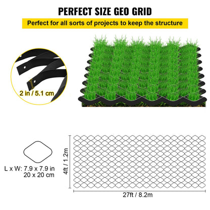 VEVOR Ground Grid, 1885 lbs per Sq Ft Load Geo Grid, 2" Depth Permeable Stabilization System for DIY Patio, Walkway, Shed Base, Light Vehicle Driveway, Parking Lot, Grass, and Gravel - Discount Msrp 