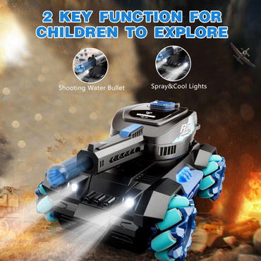 4DRC Y1 RC Crawler Scale Water Bullet Shooting Remote Control Cars,Kids 4WD Battle Stunt Car,All Terrain RC Truck with 360°Rotating,Toy Gift for Boys Girls Kids,Blue - Discount Msrp 