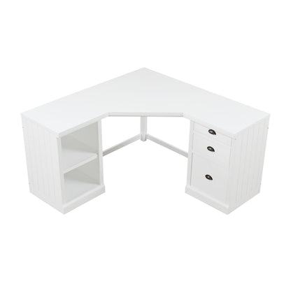 57.68" Modern L Shaped Executive Desk with 2 Storage Cabinets and 3 Drawers,Corner Writing Desk,Office Desk Furniture,Computer Desks with Depth Workstation for Home Office,Living room,White - Discount Msrp 
