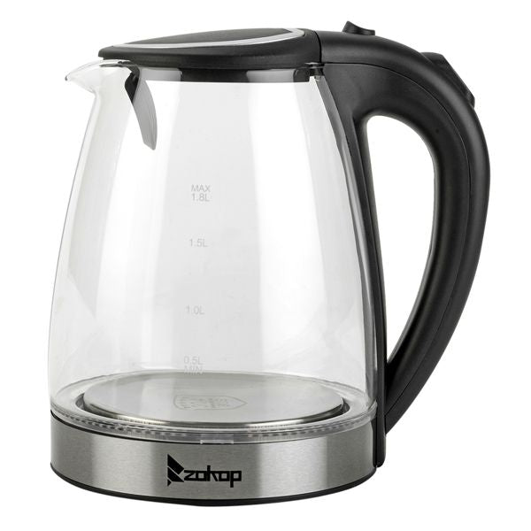 [Old Code: 93541003] ZOKOP HD-1857-A 110V 1200W 1.8L Electric Glass Kettle US Plug - Discount Msrp 