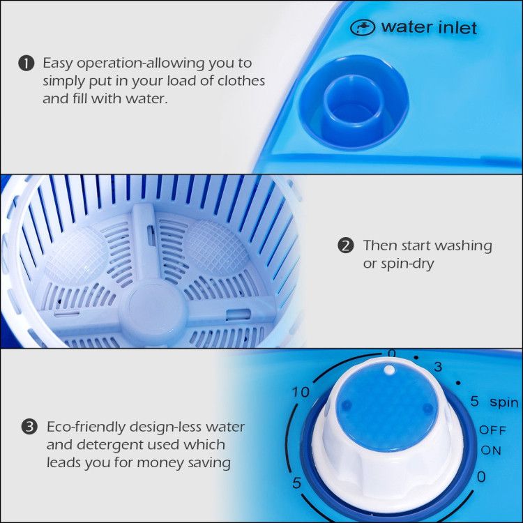 5.5 lbs Portable Semi Auto Washing Machine for Small Space - Discount Msrp 
