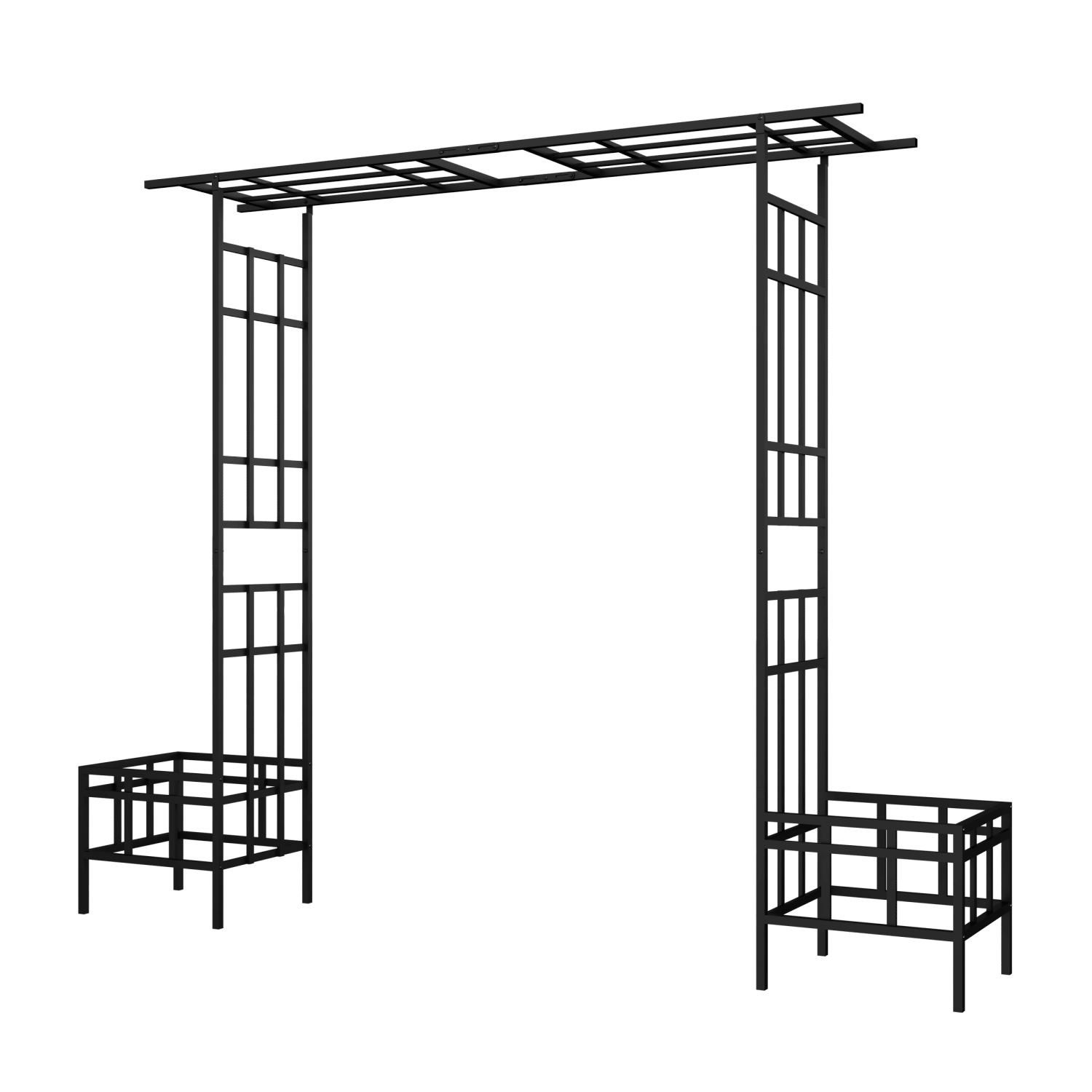 Metal Garden Arch with Adjustable Width W68.11''~W94.29'' Climbing Plants Support Rose Arch Outdoor Black - Discount Msrp 