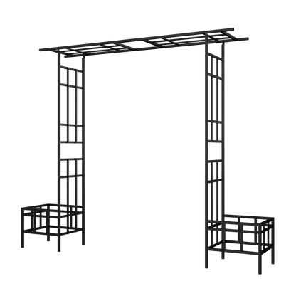 Metal Garden Arch with Adjustable Width W68.11''~W94.29'' Climbing Plants Support Rose Arch Outdoor Black - Discount Msrp 