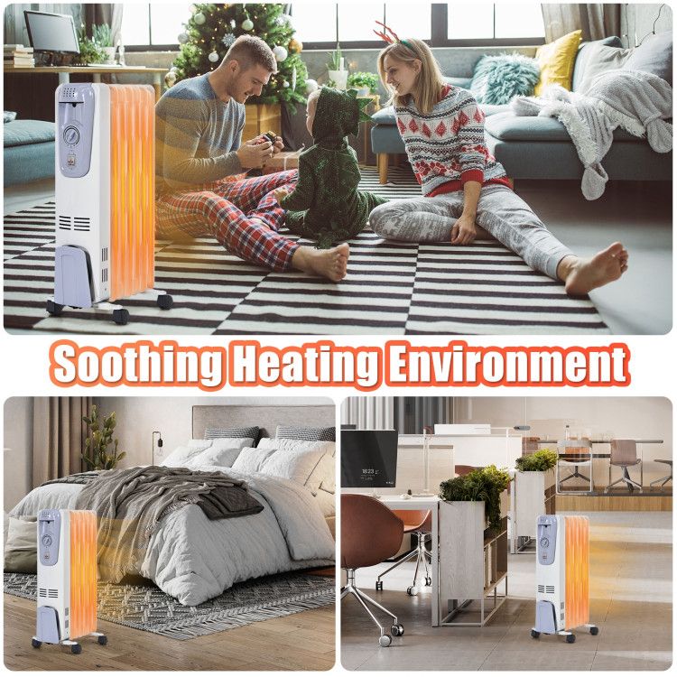 1500W Electric Oil Filled Radiator with 4 Bottom Wheels - Discount Msrp 