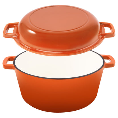 Enameled Cast Iron Dutch Oven with Serving Lid + ENCLOSED THERMAL CIRCLE Design - Discount Msrp 