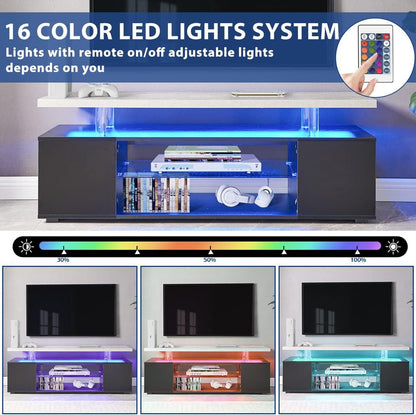 TV Stand for 65 Inch TV LED Gaming Entertainment Center Media Storage Console Table with Large Side Cabinet for Living Room( Black+Gray) - Discount Msrp 