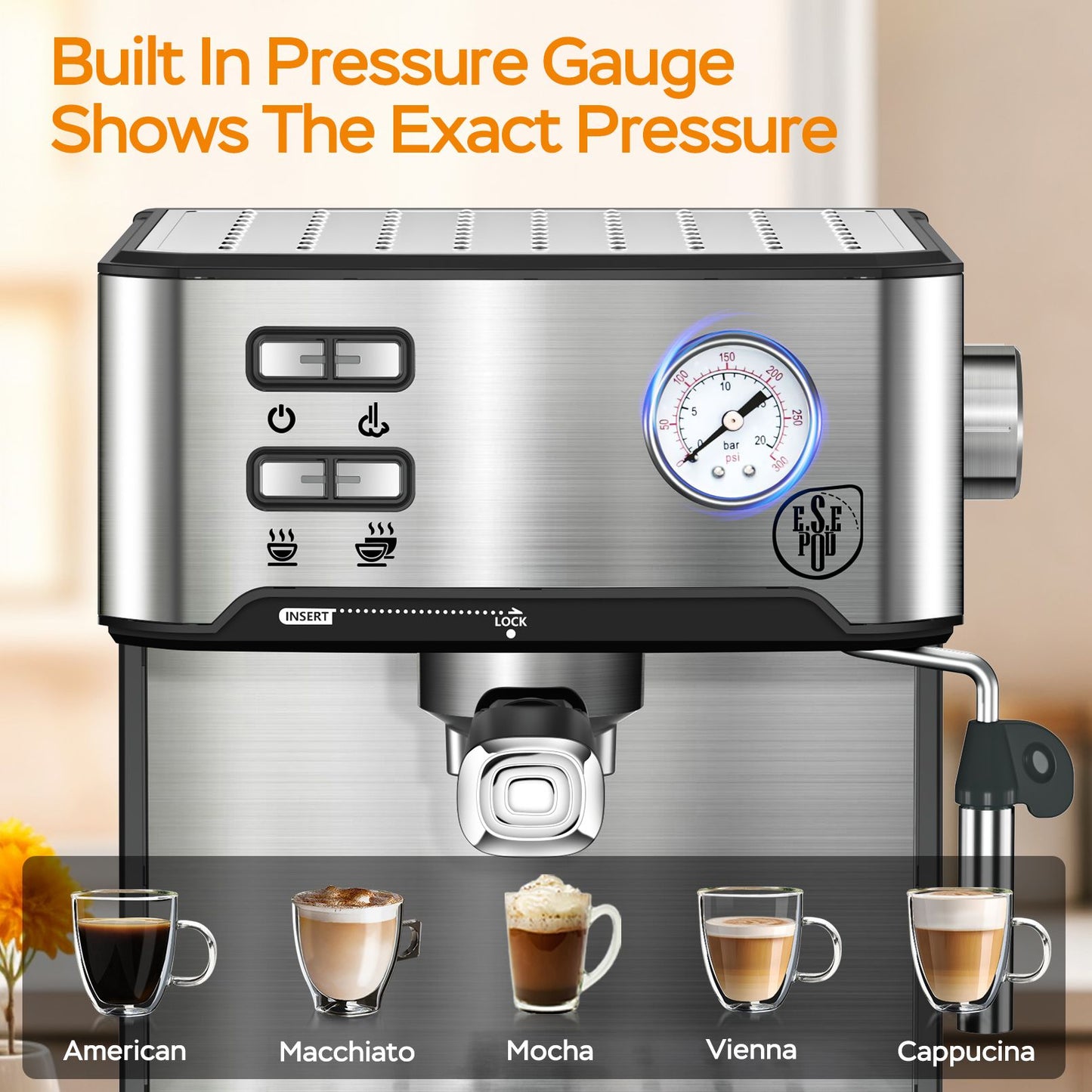 PlumChef Espresso Machine 20 Bar Professional Compact Household Coffee Espresso Maker with Milk Frother Steam Wand Pressure Gauge 54oz Water Tank Low Noise and Fast Coffee Machine for Cappuccino Latte - Discount Msrp 