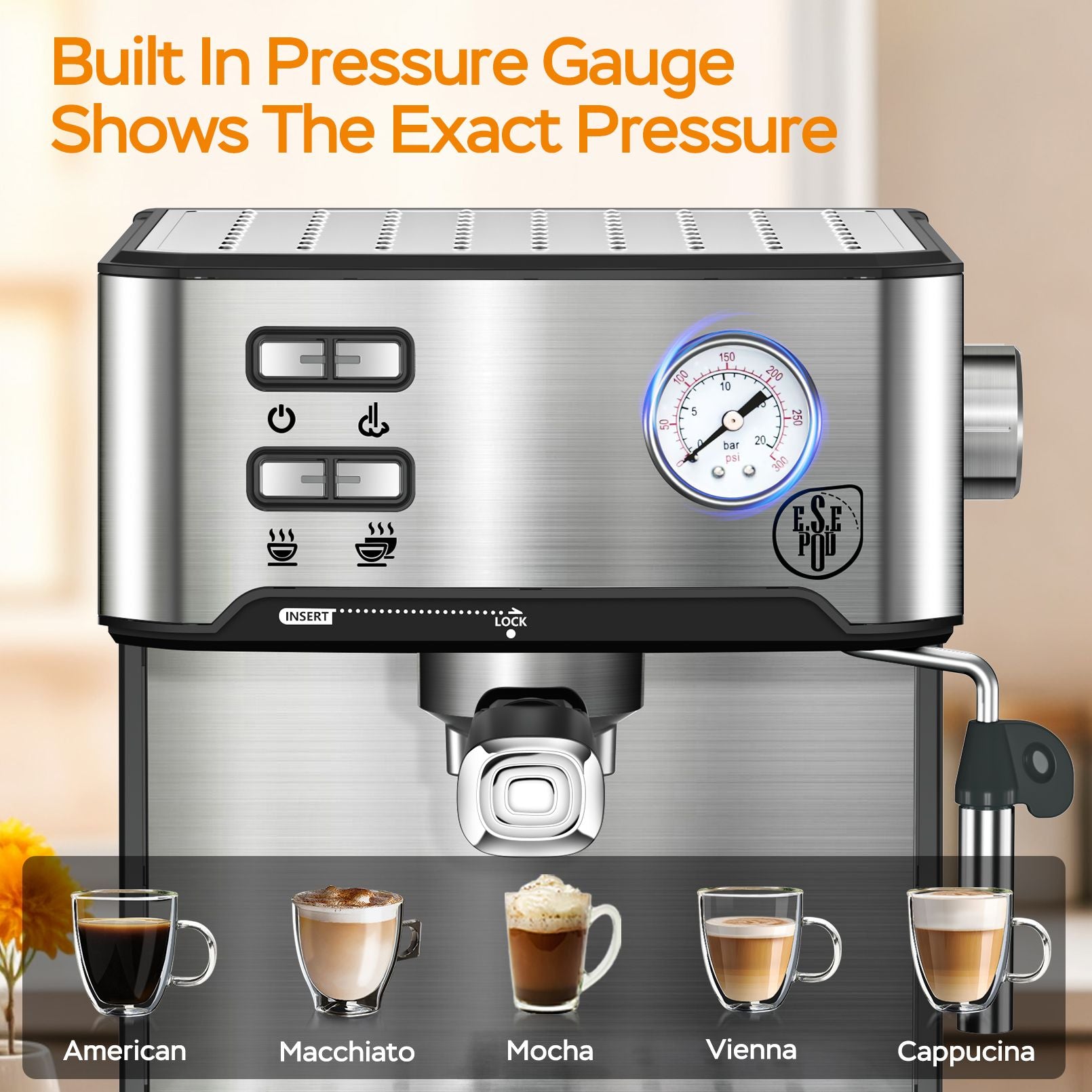 PlumChef Espresso Machine 20 Bar Professional Compact Household Coffee Espresso Maker with Milk Frother Steam Wand Pressure Gauge 54oz Water Tank Low Noise and Fast Coffee Machine for Cappuccino Latte - Discount Msrp 