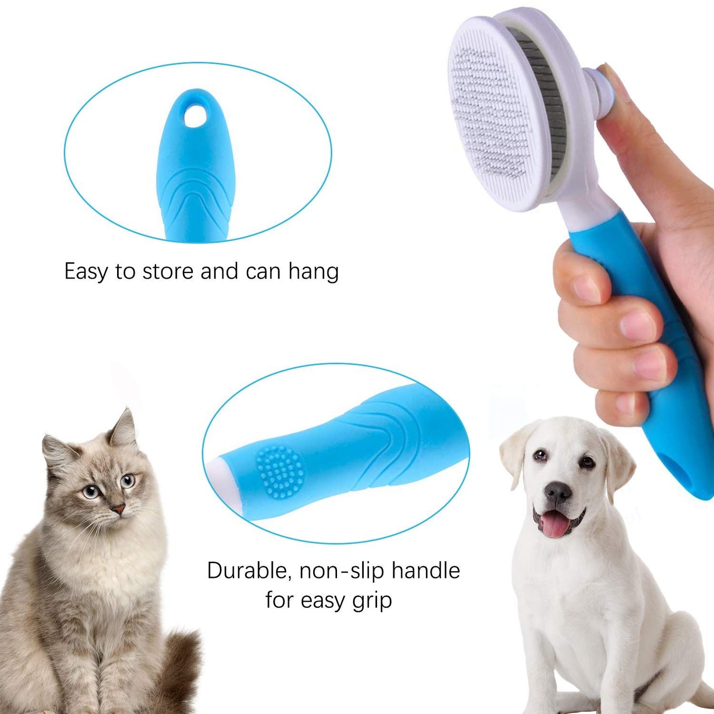 Cat Grooming Brush; Self Cleaning Slicker Brushes for Dogs Cats Pet Grooming Brush Tool Gently Removes Loose Undercoat; pet grooming - Discount Msrp 