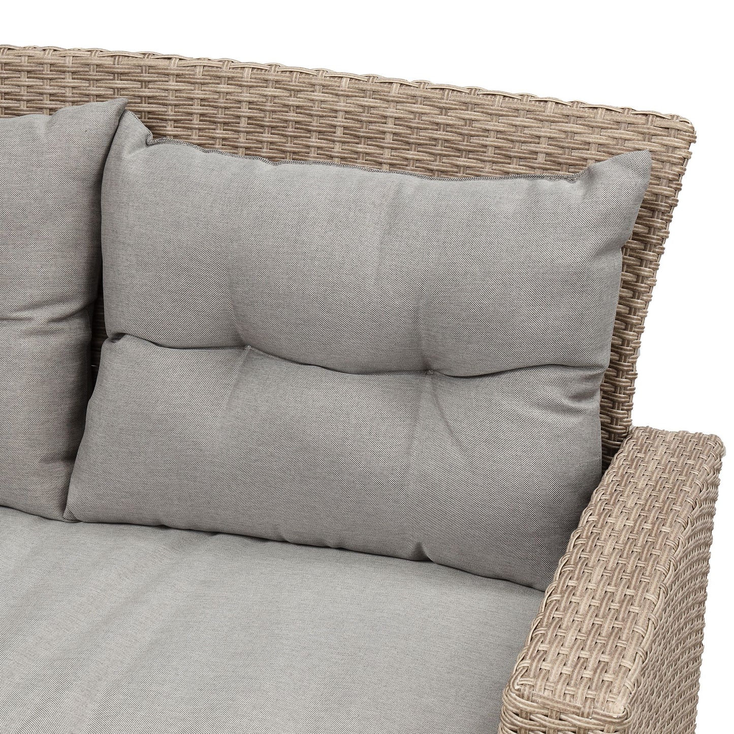Patio Furniture Set; 4 Piece Outdoor Conversation Set All Weather Wicker Sectional Sofa with Ottoman and Cushions - Discount Msrp 