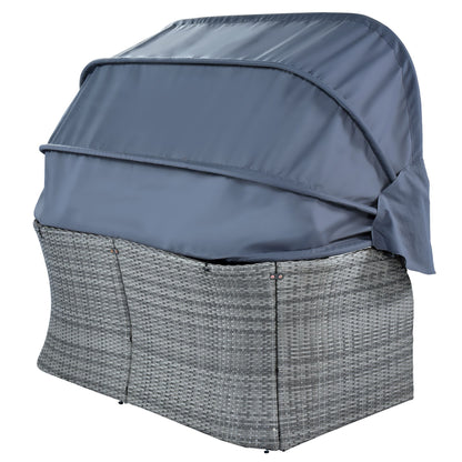 Outdoor Patio Furniture Set Daybed Sunbed with Retractable Canopy Conversation Set Wicker Furniture - Discount Msrp 