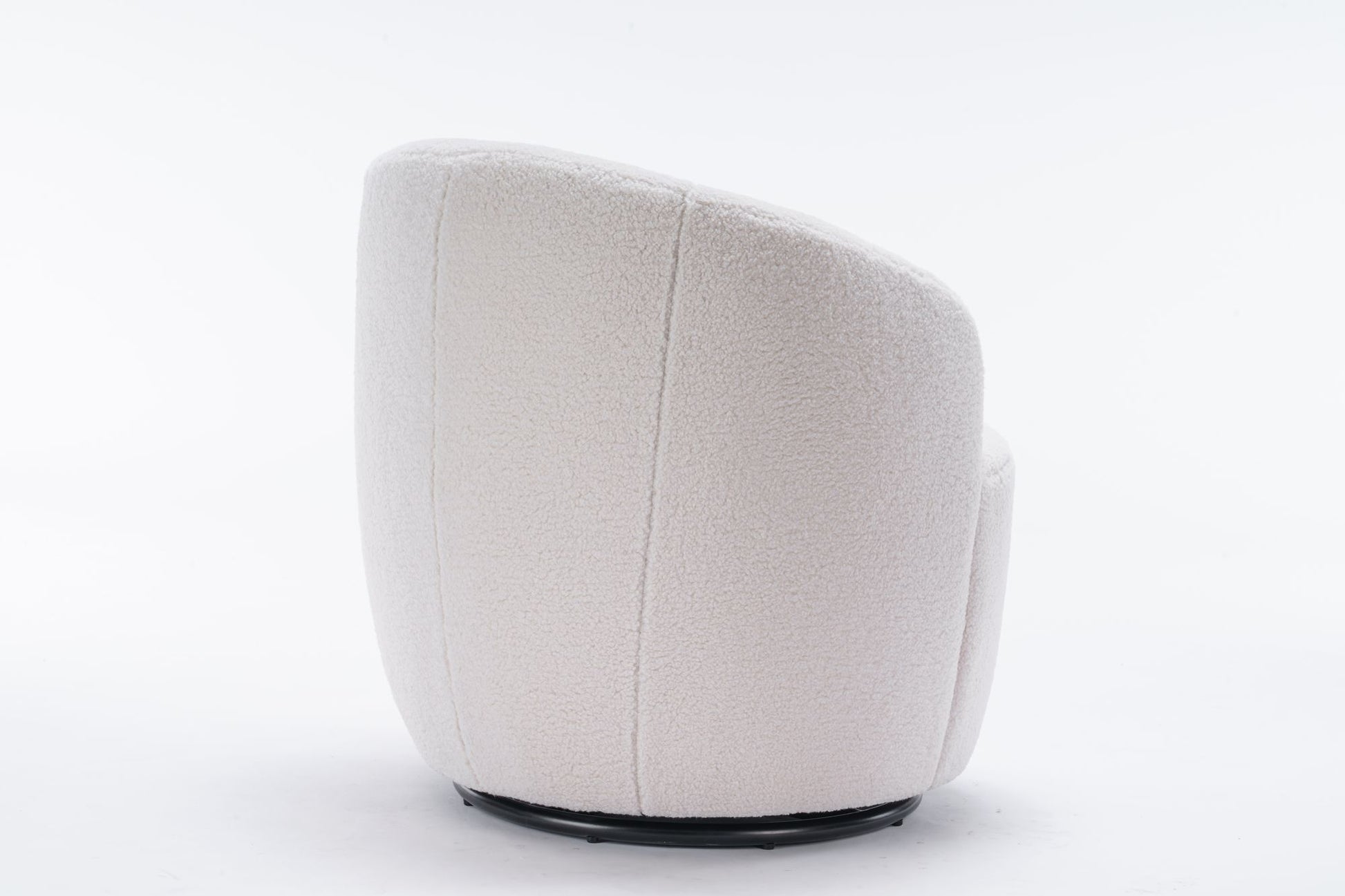 Teddy Fabric Swivel Accent Armchair Barrel Chair With Black Powder Coating Metal Ring,Ivory White - Discount Msrp 