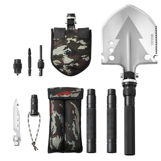 Survival Shovel 11 in 1 Camping Shovel Folding Multitool Portable Compact - Discount Msrp 