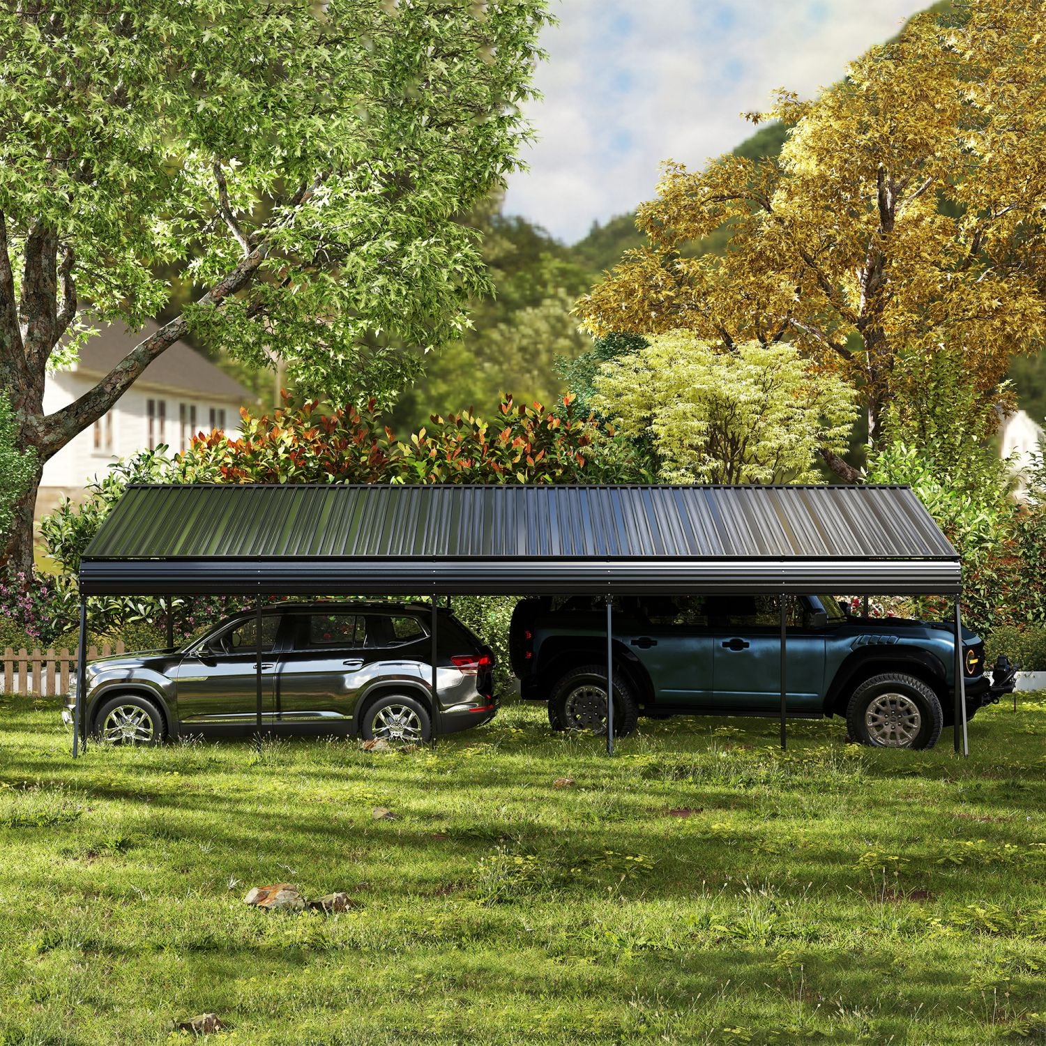 Campcraft 13 x 26.5 ft carport, 0.25mm thick, with protective film to prevent scratching, 2 pairs of adhesive gloves, 3 hooks, 12 expansion screws, 6 fixed iron pieces - Discount Msrp 