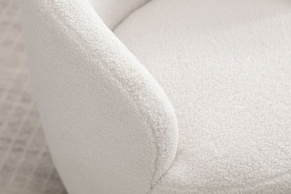 Teddy Fabric Swivel Accent Armchair Barrel Chair With Black Powder Coating Metal Ring,Ivory White - Discount Msrp 