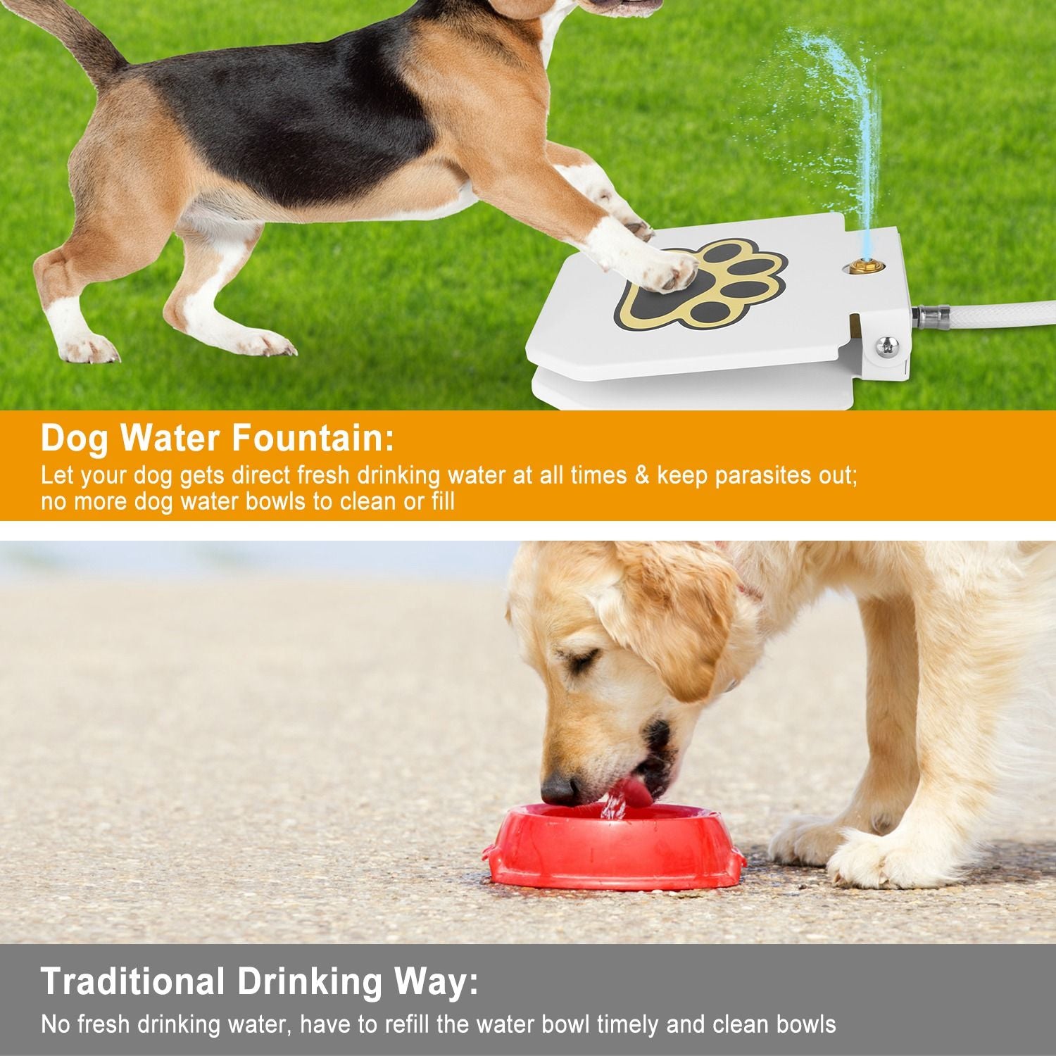 Dog Water Fountain Outdoor Dog Pet Water Dispenser Step-on Activated Sprinkler - Discount Msrp 