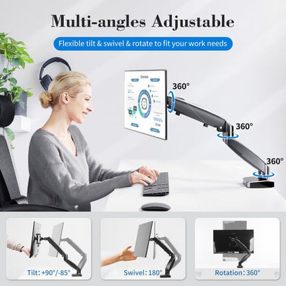 The monitor arm is adjustable for desktop mount and fits 15-27 inch monitors with weight capacities up to 15.4 pounds, black - Discount Msrp 