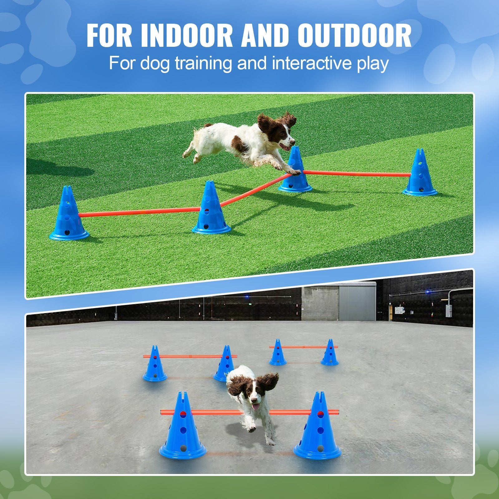 VEVOR Dog Agility Hurdle Cone Set 6 PCS Kit-12 xCones 6 xAgility Rods with Bag - Discount Msrp 