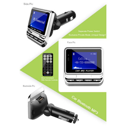 FM12B 1.44 Inch LCD Screen Bluetooth Car MP3 Player Handsfree Wireless FM Transmitter Radio Adapter USB Car Charger - Discount Msrp 