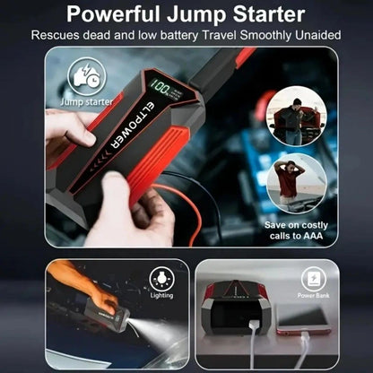 20000mAh Car Battery Jump Starter with Dual USB Quick Charge and LED Light Red - Discount Msrp 