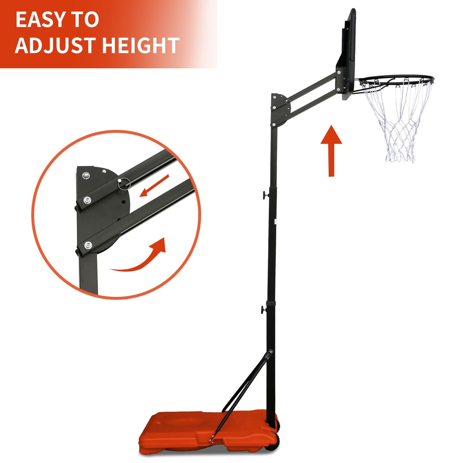 Use for Outdoor Height Adjustable 4.8 to 7.7ft Basketball Hoop 28 Inch Backboard Portable Basketball Goal System with Stable Base and Wheels - Discount Msrp 