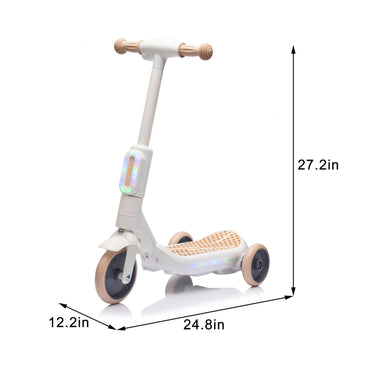 2in1 Kids Ride On Three-Wheel Electric Scooter,Tail Color Lights W/Spray,Wider Pedal,PU Wheels For Effective Floor Protection,Independent Light Switch With Music,One Button Acceleration For Kids 3+ - Discount Msrp 