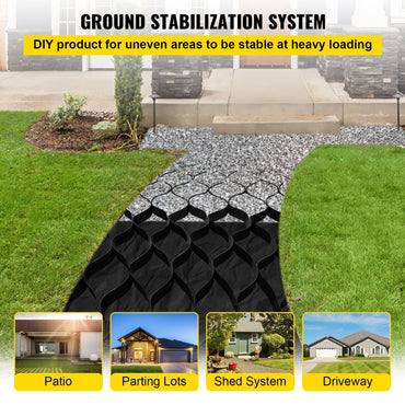 VEVOR Ground Grid, 1885 lbs per Sq Ft Load Geo Grid, 2" Depth Permeable Stabilization System for DIY Patio, Walkway, Shed Base, Light Vehicle Driveway, Parking Lot, Grass, and Gravel - Discount Msrp 