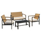 4 Pieces Metal Patio Furniture Set, Hand-Made Drawstring Outdoor Patio Conversation Sets Outside loveseat with Soft Cushion for Garden, Backyard, Porch, Poolside - Discount Msrp 