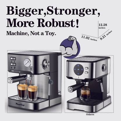 PlumChef Espresso Machine 20 Bar Professional Compact Household Coffee Espresso Maker with Milk Frother Steam Wand Pressure Gauge 54oz Water Tank Low Noise and Fast Coffee Machine for Cappuccino Latte - Discount Msrp 
