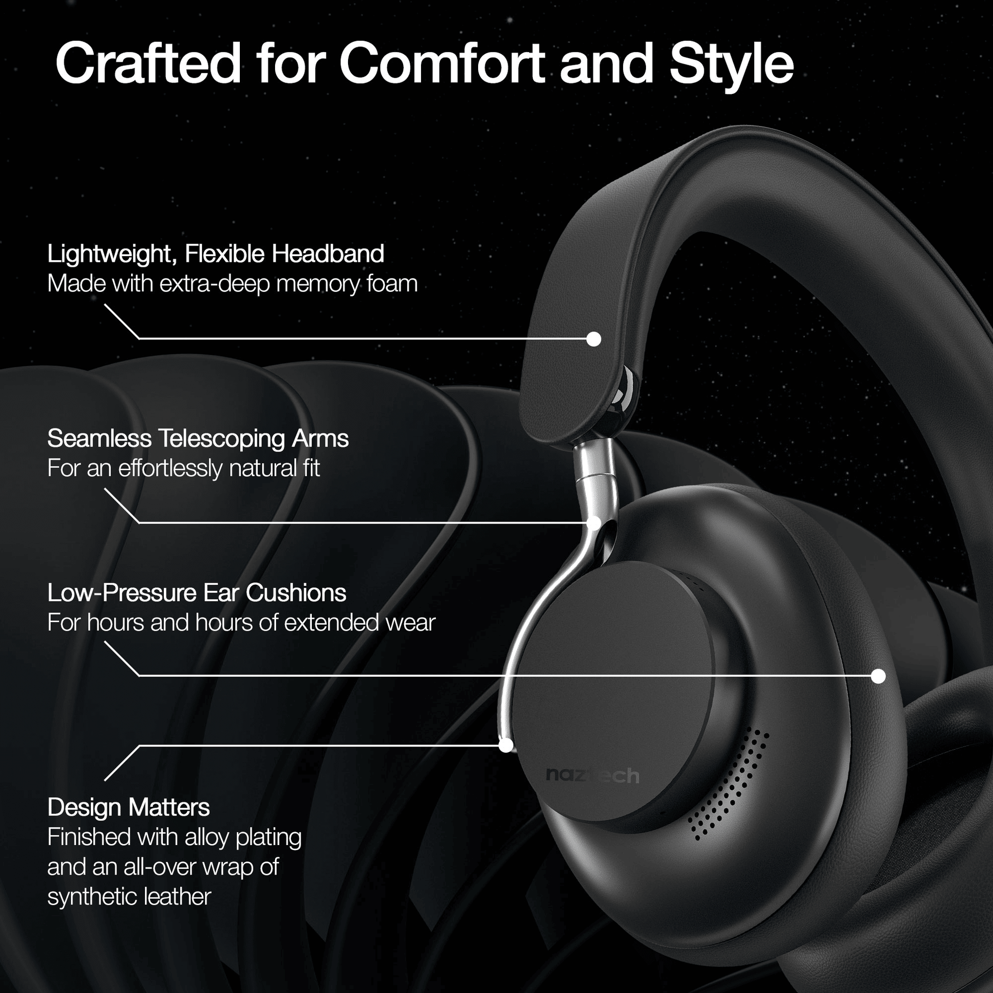 Naztech Aura 360 ANC Wireless Headphones - Discount Msrp 