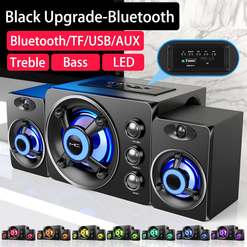 Computer Combination Speakers AUX USB Wired Wireless Bluetooth Audio System Home Theater Surround SoundBar for PC TV - Discount Msrp 