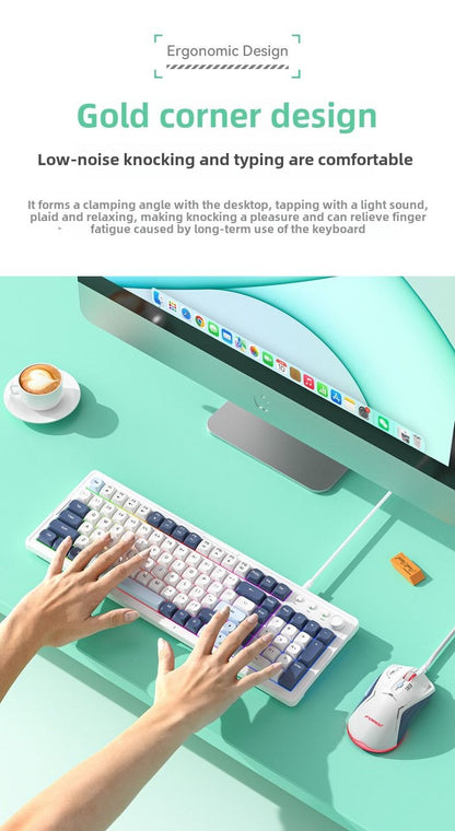 Wired luminous keyboard and mouse Q908 gaming mechanical feel game luminous suspended keyboard and mouse set - Discount Msrp 