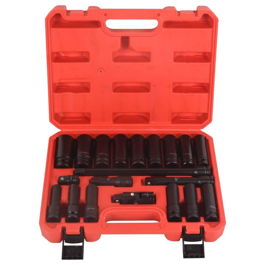 1/2" Drive Deep Impact Socket Set, 20Pcs Socket Set, 3',5',10' Extension Bars,3/8" to 1/2" Universal Joint, for use in all types of automotive or mechanical equipment - Discount Msrp 