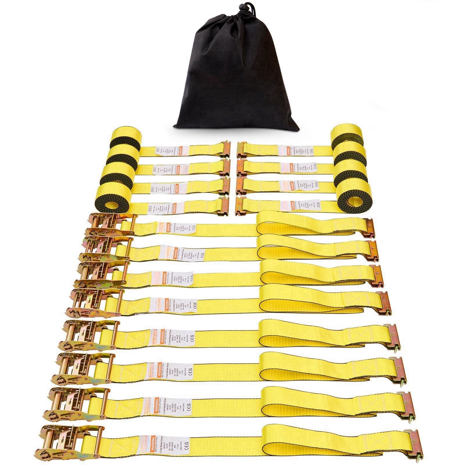 Ratchet Tie Down Straps (8PK), 4400 lb Break Strength, E-Track Endless Ratchet with 8 Premium 2" x 15' Rachet Tie Downs Heavy Duty, for Moving Securing Cargo, Appliances, Lawn Equipment - Discount Msrp 