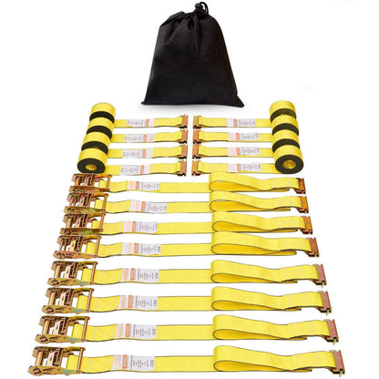 Ratchet Tie Down Straps (8PK), 4400 lb Break Strength, E-Track Endless Ratchet with 8 Premium 2" x 15' Rachet Tie Downs Heavy Duty, for Moving Securing Cargo, Appliances, Lawn Equipment - Discount Msrp 