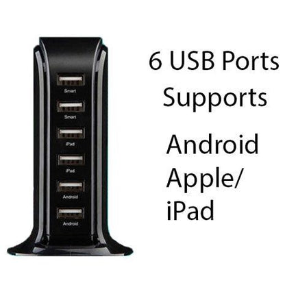 Smart Power 6 USB Colorful Tower for Every Desk at Home or Office charge any Gadget - Discount Msrp 