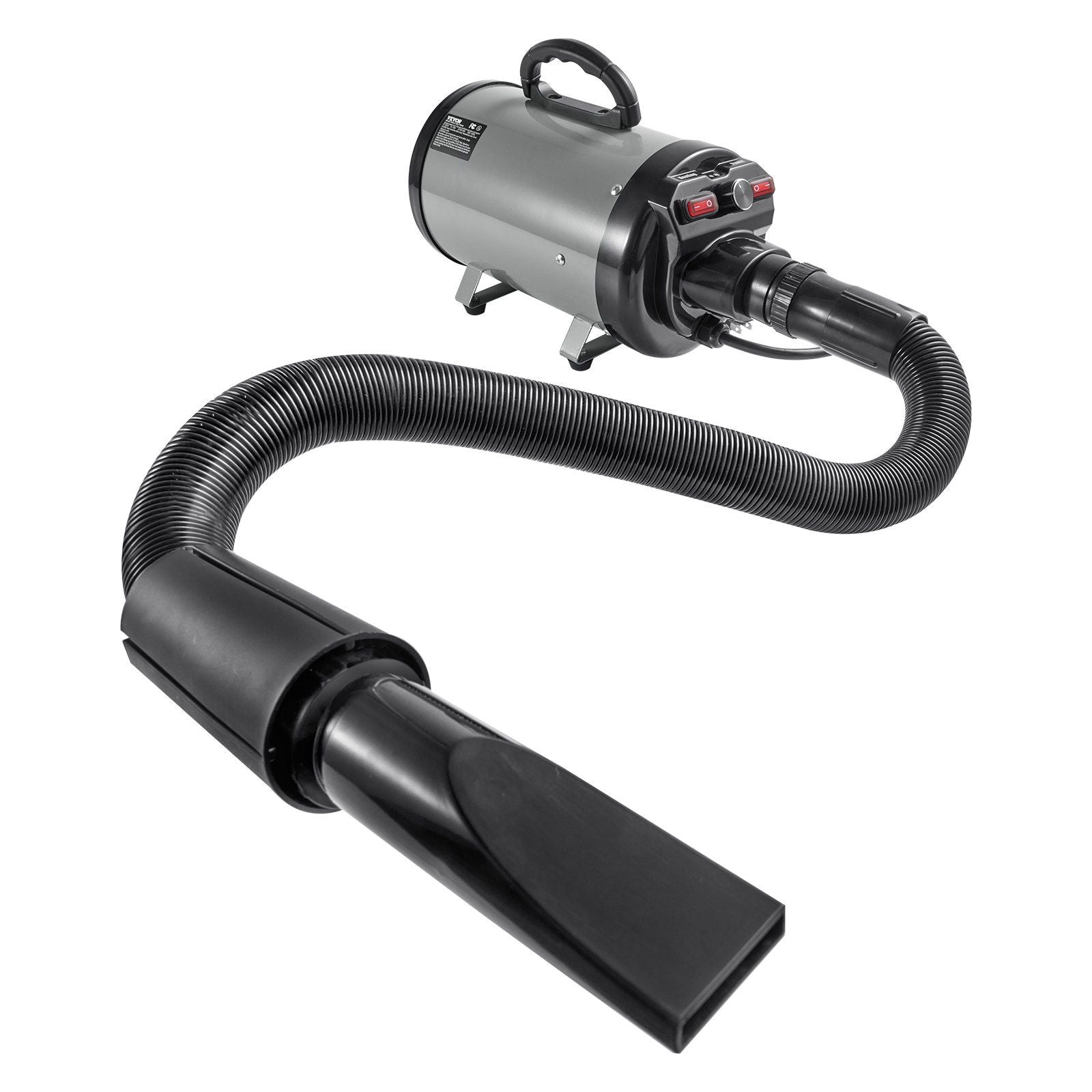 VEVOR Dog Dryer, 2800W/4.3HP Dog Blow Dryer, Pet Grooming Dryer with Adjustable Speed and Temperature Control, Pet Hair Dryer with 4 Nozzles and Extendable Hose, Grey and Black - Discount Msrp 