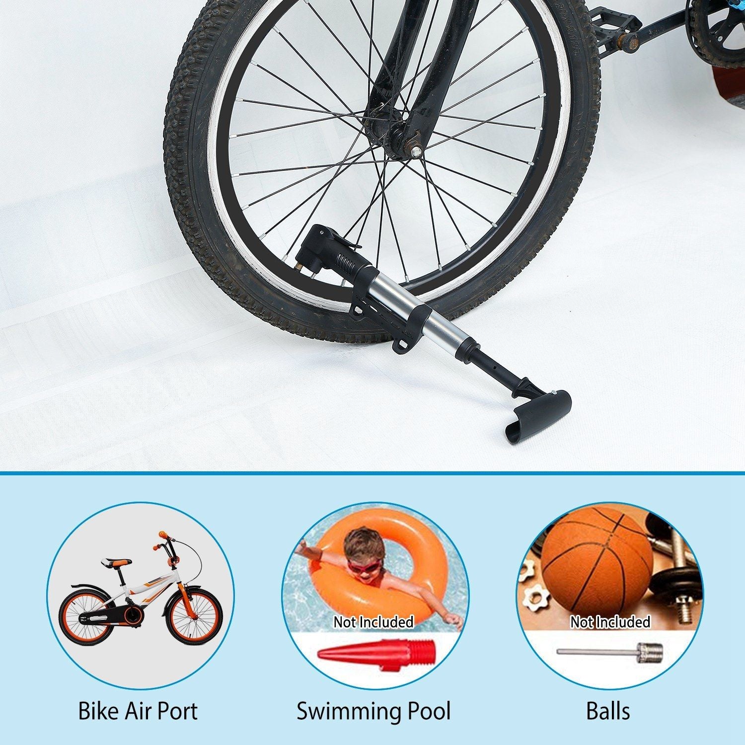 Mini Bike Pump Portable Bicycle Tire Inflator Ball Air Pump w/ Mount Frame For Mountain Road Bike Presta Schrader - Discount Msrp 