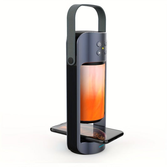 Portable Wireless Flame LED Speaker With Wireless Charger; Speaker With 10 Hours Working Time; 10W Speaker BT 4.2 Version; Mega Bass Sound Quality For Indoor And Outdoor - Discount Msrp 